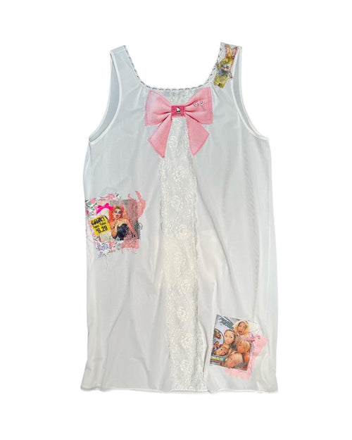 Look! pink bow 60s slip dress