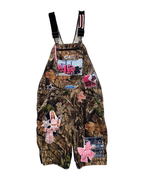 pink semi camo overalls