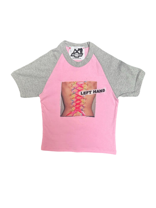Pierced and laced pink baby tee