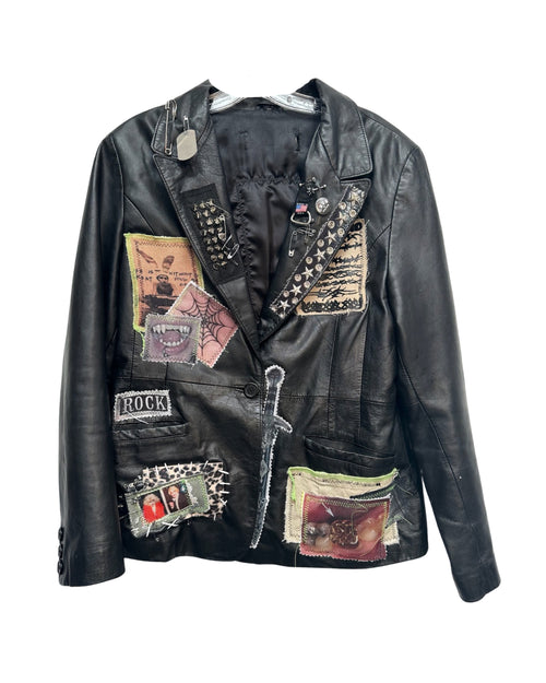 gold cap leather jacket
