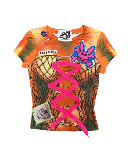 lace up happy bunny tee