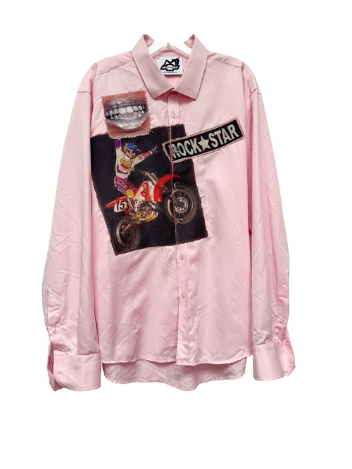 pink motocross button up