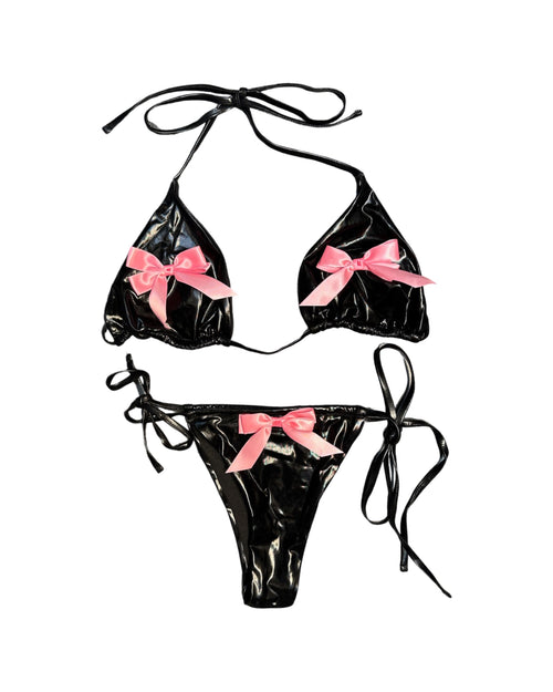 shiny big bow bikini