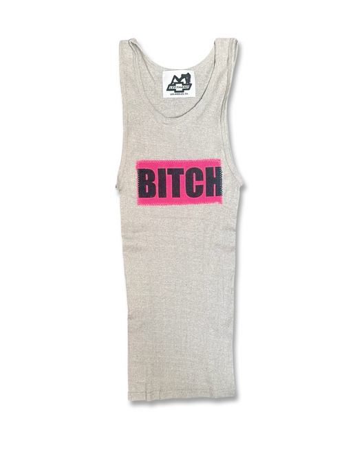BIOTCHHHH grey tank