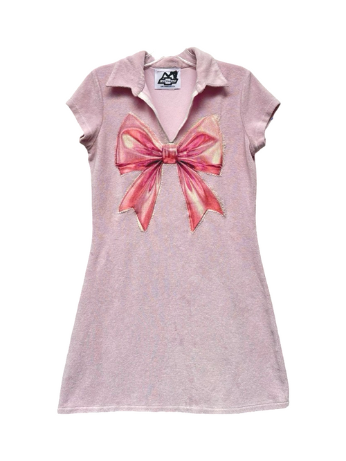pink Terry cloth bow dress