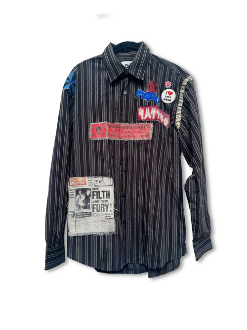 tattoo striped button down