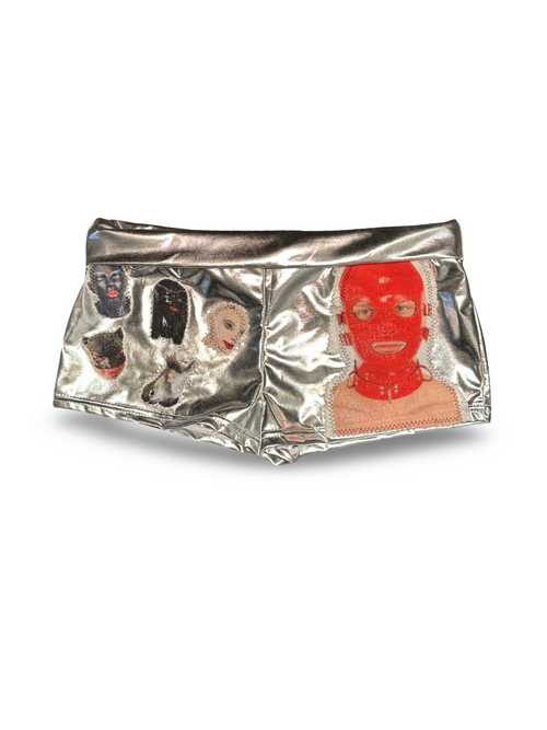 silver gimp girl shorts