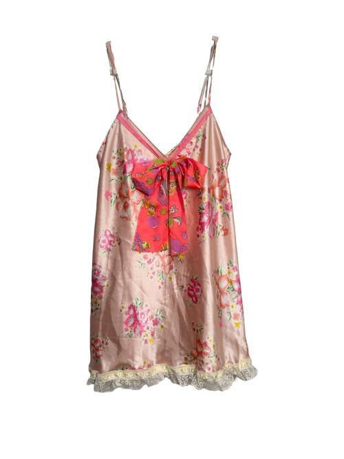 pink floral painty slip dress