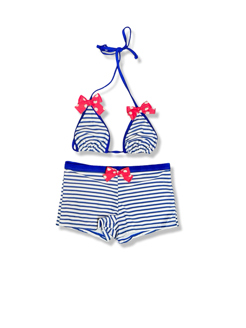 blue stripe bow bikini