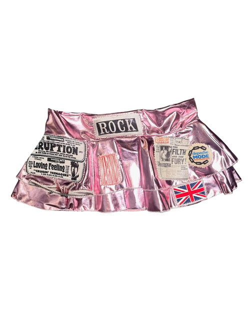 rock eruption pink metallic skirt