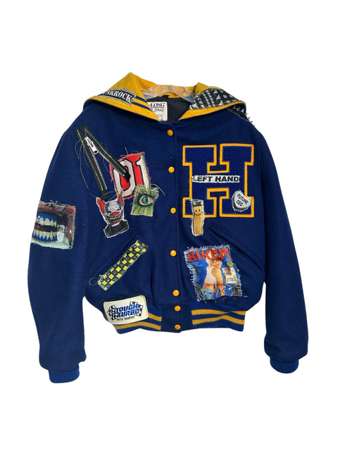blue biker letterman jacket