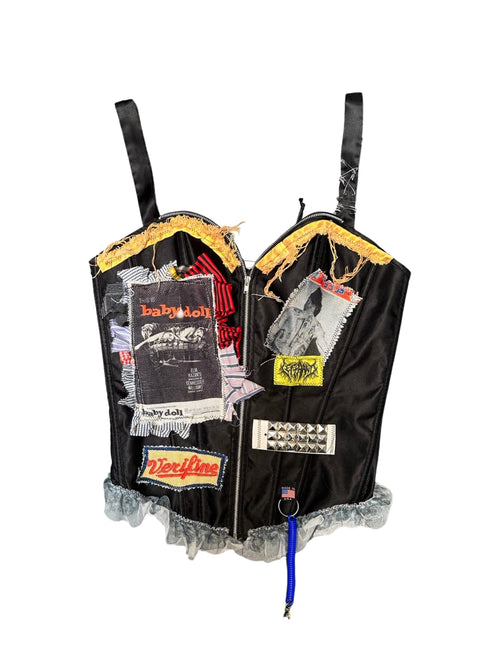 happy ending baby doll black corset