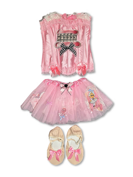 Pink Ballerina Doll Costume Set in Neon Pink
