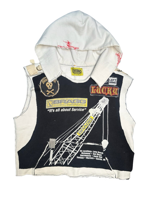 lucky white cropped hoodie