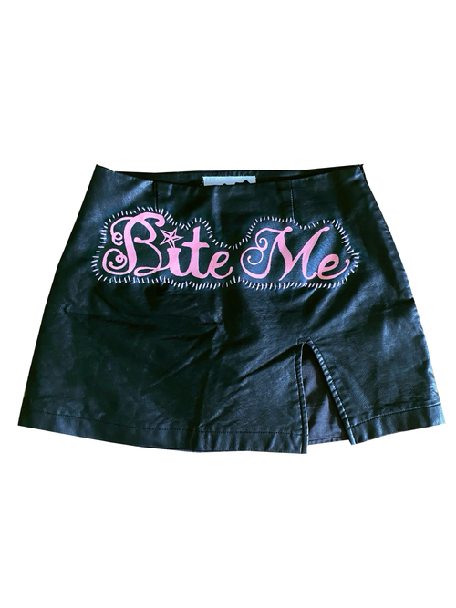 bite me leather skirt