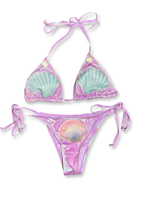 metallic purple mermaid bikini