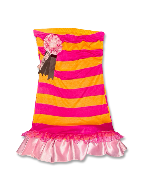 pink and orange striped tube dress