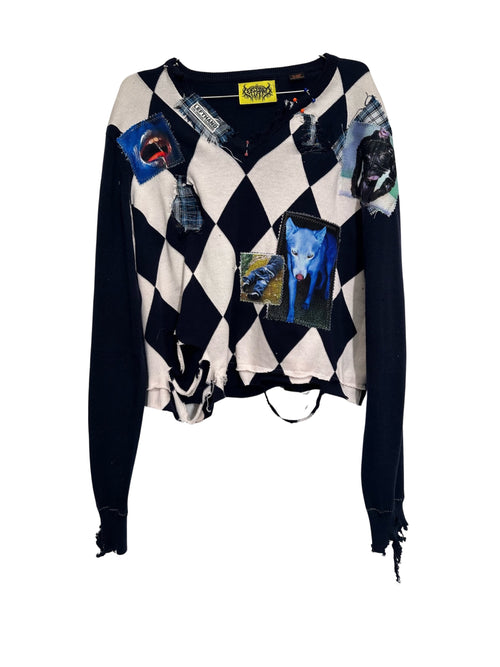 blue wolf argyle sweater