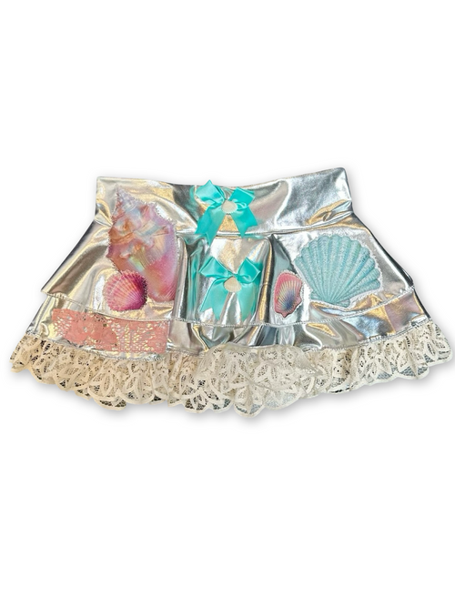 metallic silver CLEORRR mini skirt