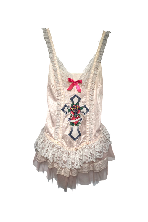 cross my heart silk mini dress