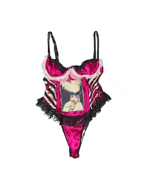 Purple silk bodysuit