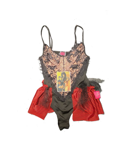 Striped ruffle Siouxsie bodysuit