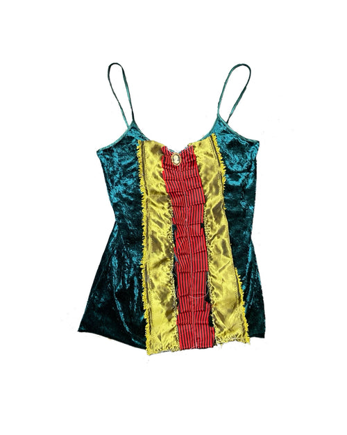 Victorian green velvet slip dress