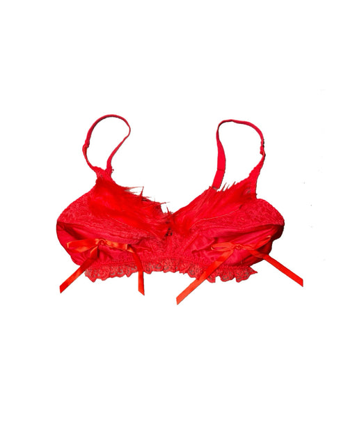 Red fur cone bra