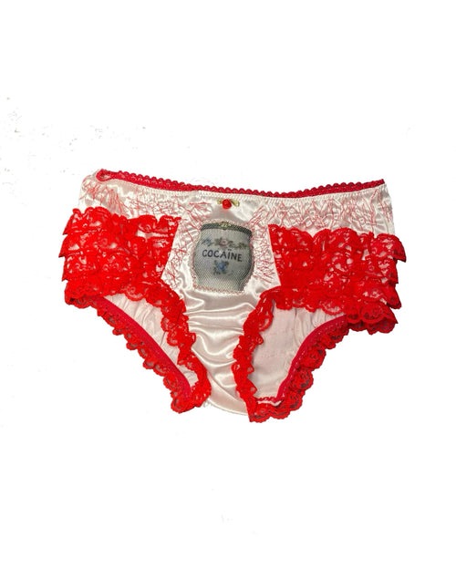 coke red ruffle thread booty shorts