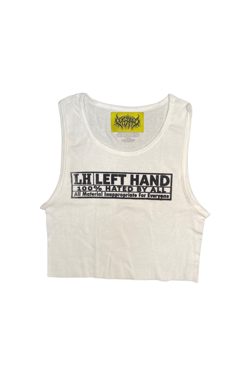 100% hated white cropped tank