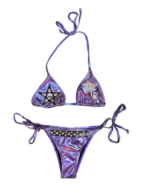 metallic purple skull star bikini