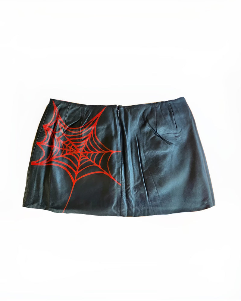 leather spider mini skirt