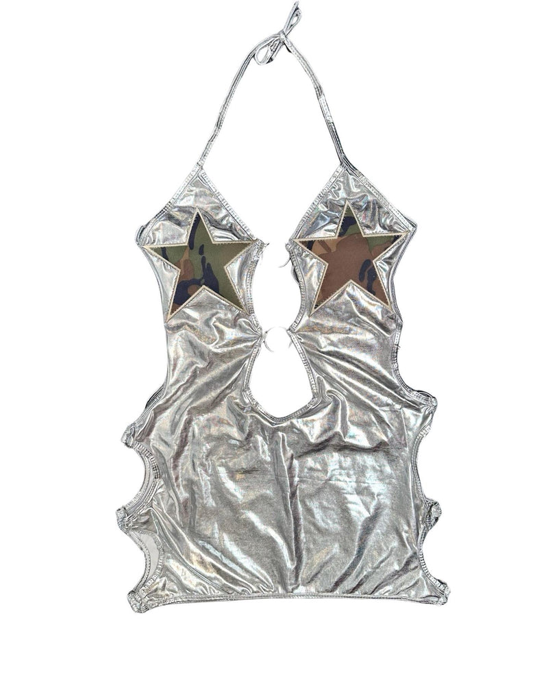 silver star party girl dress