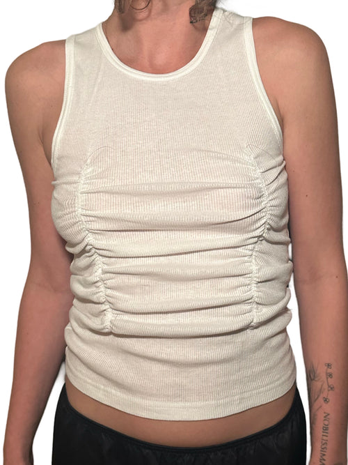 Ruched white tank