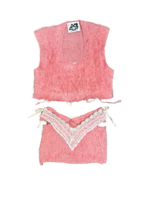 Cute fuzzy knit mini set