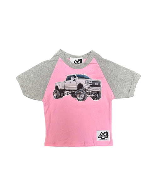 pink and grey monster truck bb tee