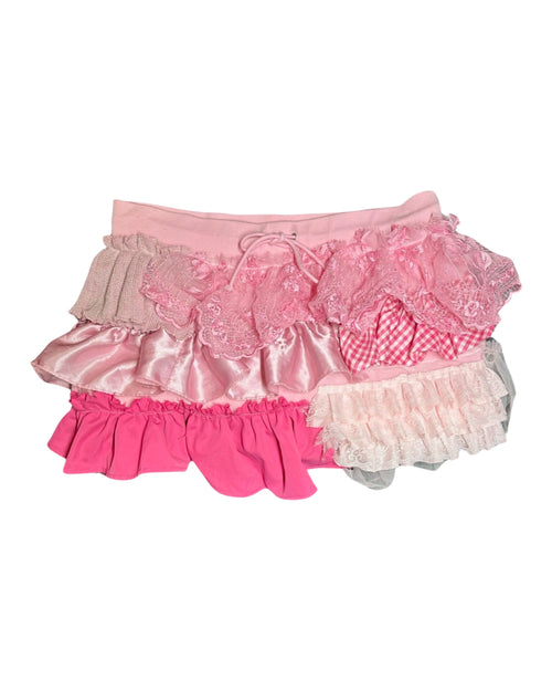 pink Terry ruffle mini skirt