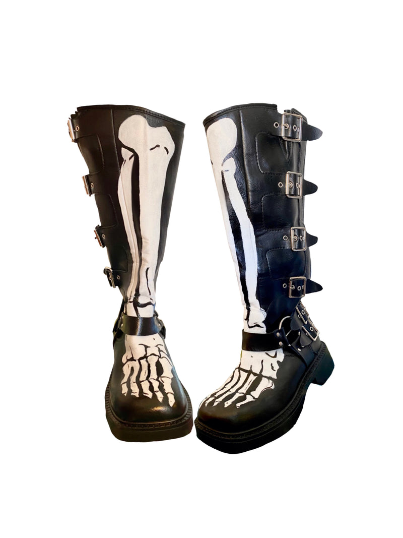 skeleton buckle boots