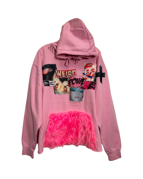 pink weird fuzzy hoodie