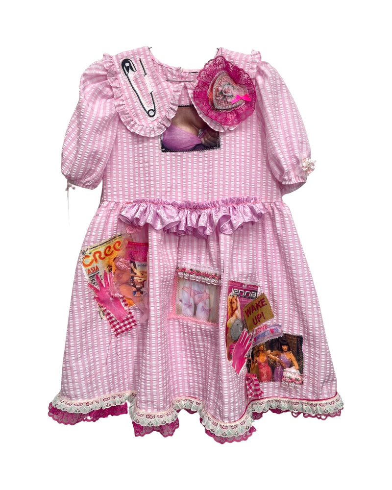 pink gingham bb doll dress