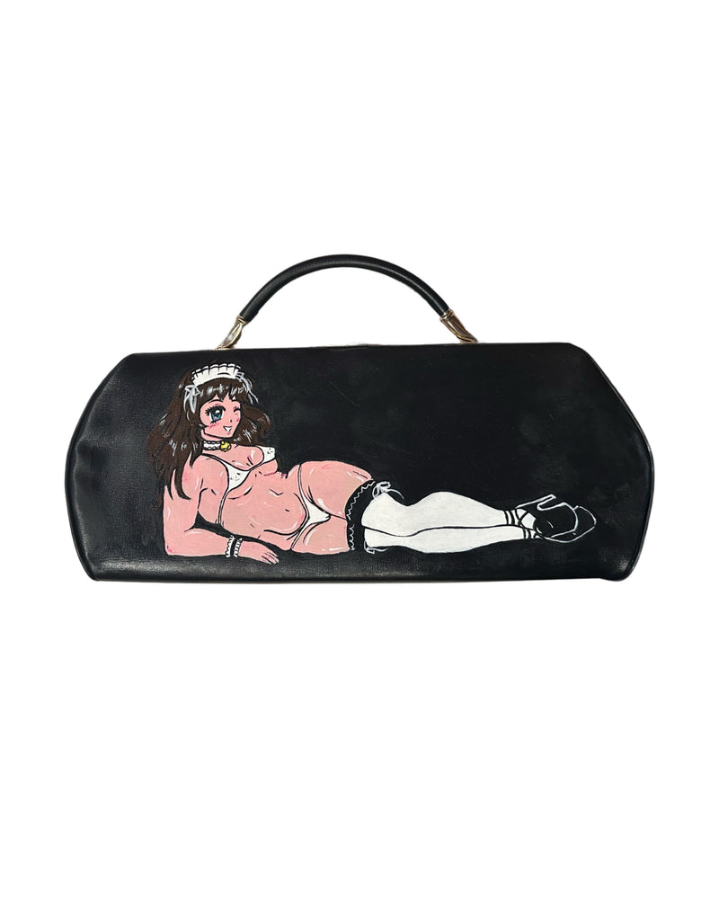 hand painted vintage maid clutch