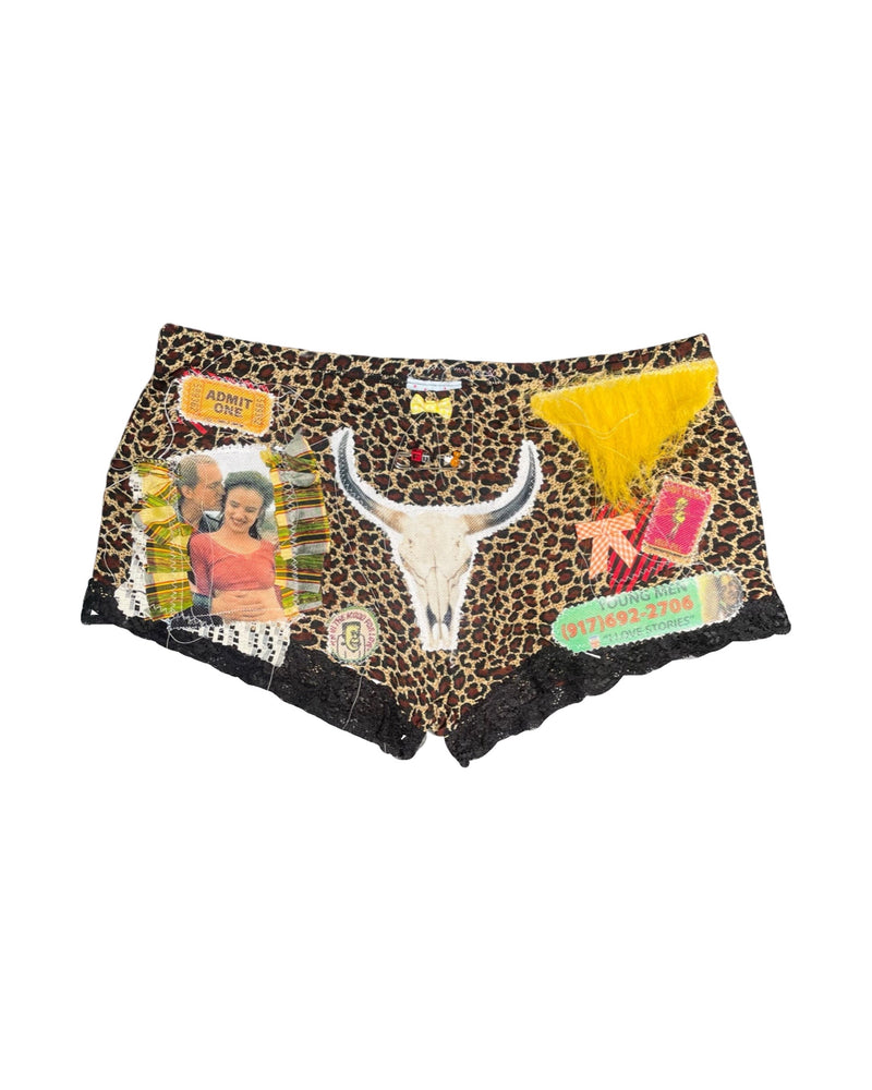 happy ending admit one leopard booty shorts