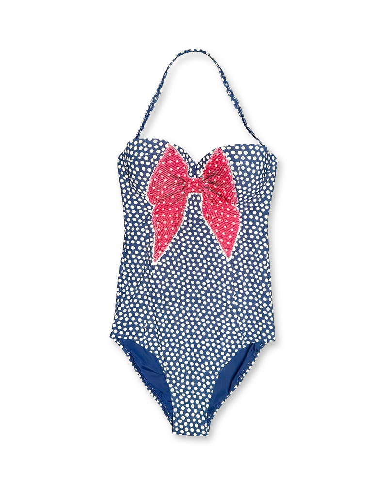 polkadot halter one piece kini