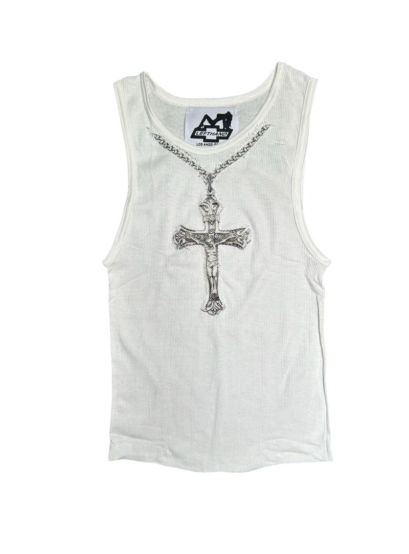 Jesus piece white tank