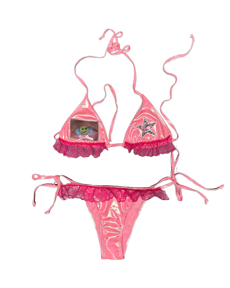 pink smiley eye bikini