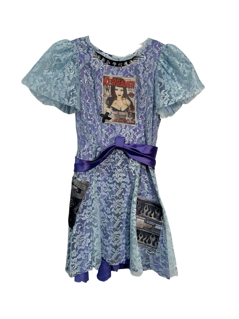 kerrang! 80s blue lace mini dress