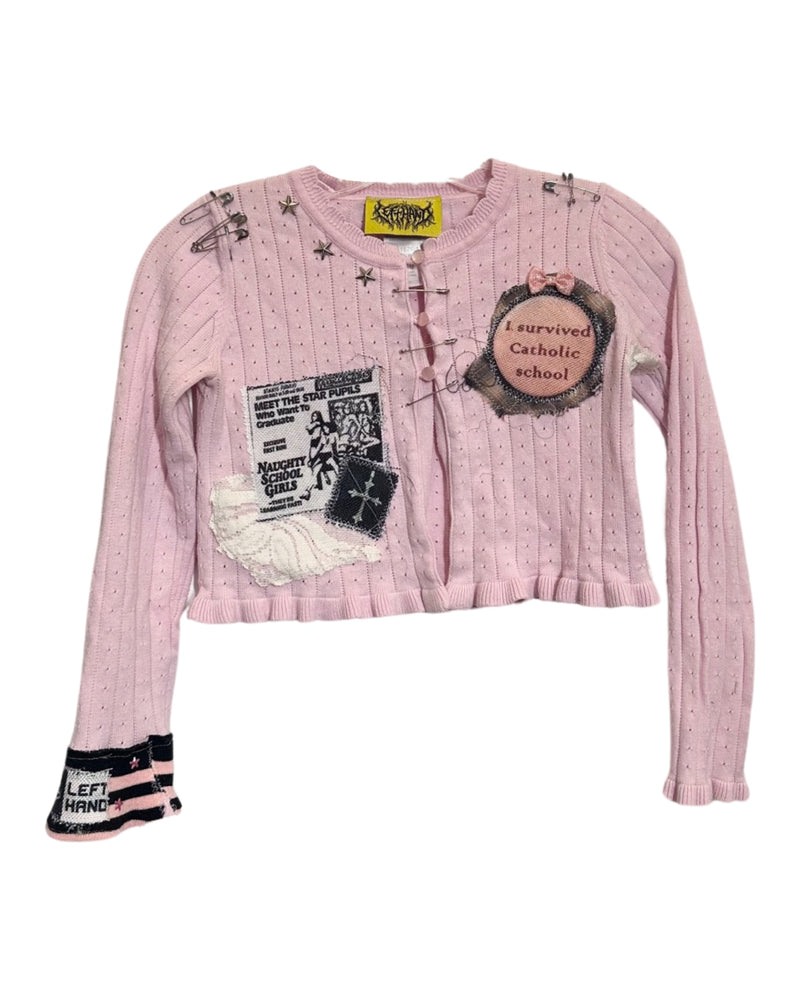 I survived pink cropped sweater