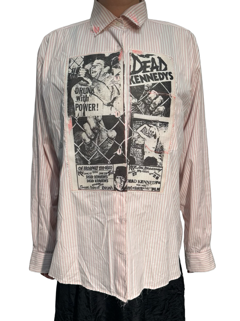 Dead Kennedys pink stripe button up