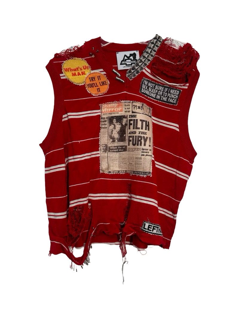 fifth and fury red stripe vest