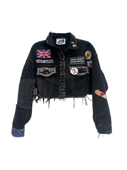 no dumb drivers denim cropped jacket